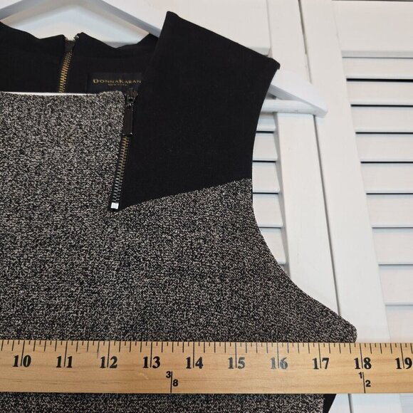 DONNA KARAN Stretch Tweed Sheath Dress Women's 8 Marled Black Gray Preppy Office - Picture 12 of 15